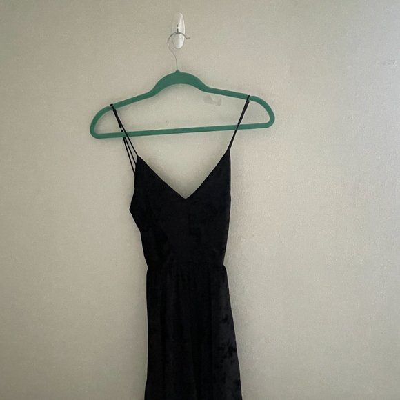 Black Velvet Mini Dress with Cross Back, S - Picture 2 of 4